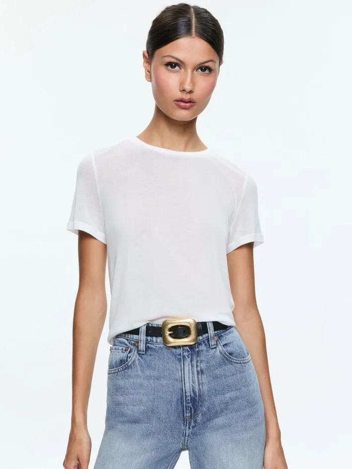 Alice Olivia CINDY CLASSIC CROPPED TEE Black Women Tops