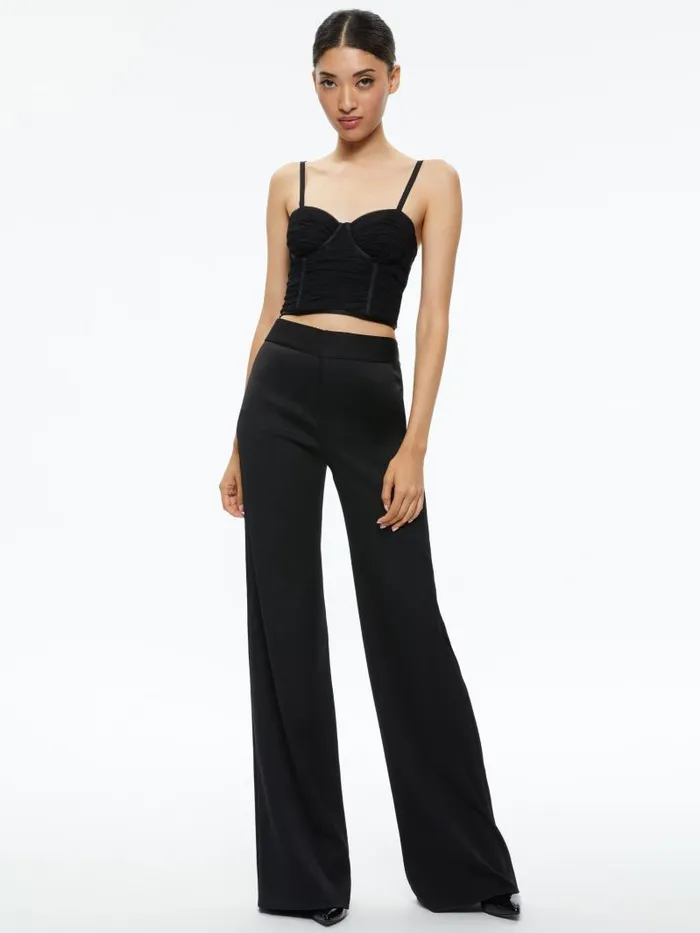 Alice Olivia DAMIA RUCHED BUSTIER TOP Black Women Tops
