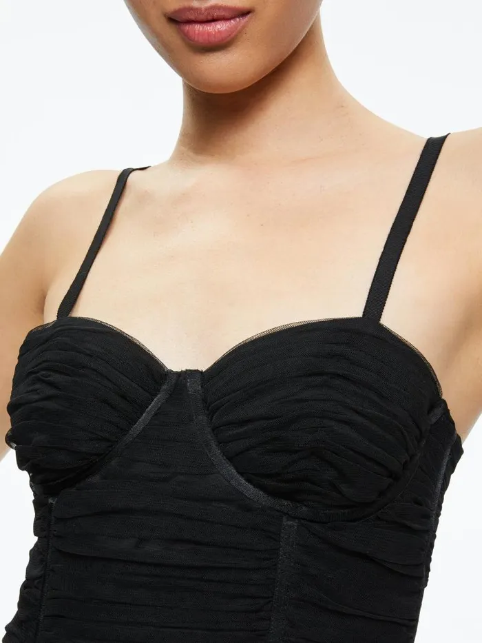 Alice Olivia DAMIA RUCHED BUSTIER TOP Black Women Tops