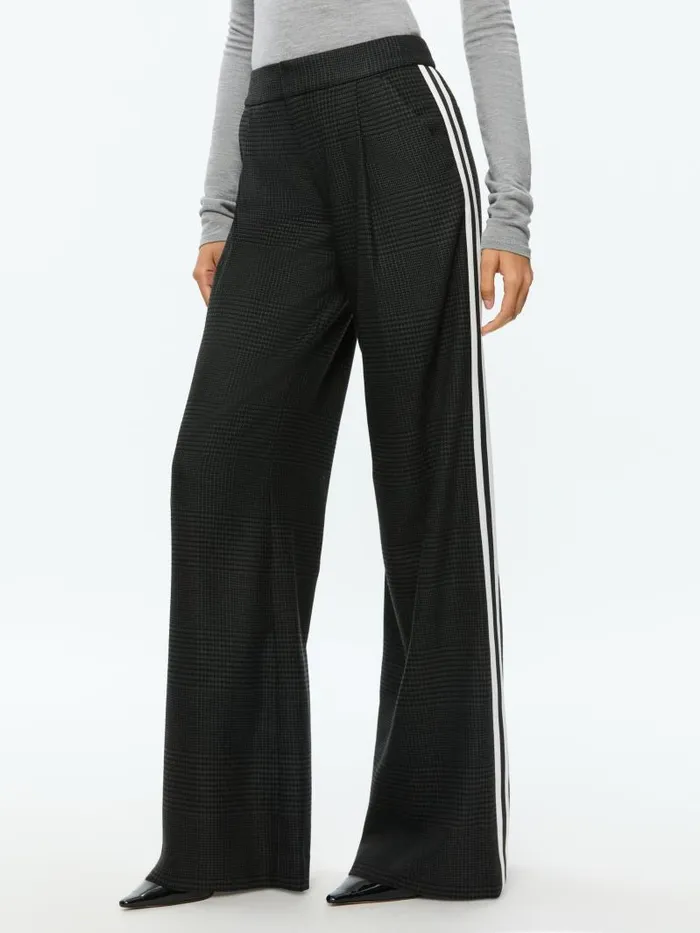 Alice Olivia ERIC MID RISE PANT WITH RACING STRIPE Charcoal Grey Melange Women Pants