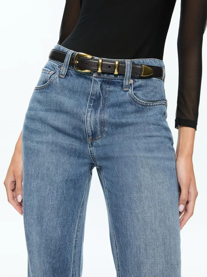Alice Olivia HAYDEN BUCKLE BELT Blackgold Women Accessories