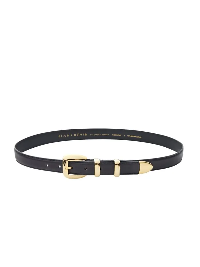 Alice Olivia HAYDEN BUCKLE BELT Blackgold Women Accessories