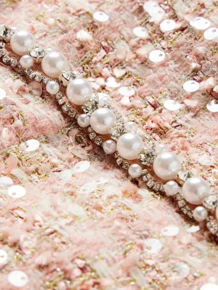 Alice Olivia KIDMAN EMBELLISHED BOXY JACKET Pearl Blush Women Jackets Coats
