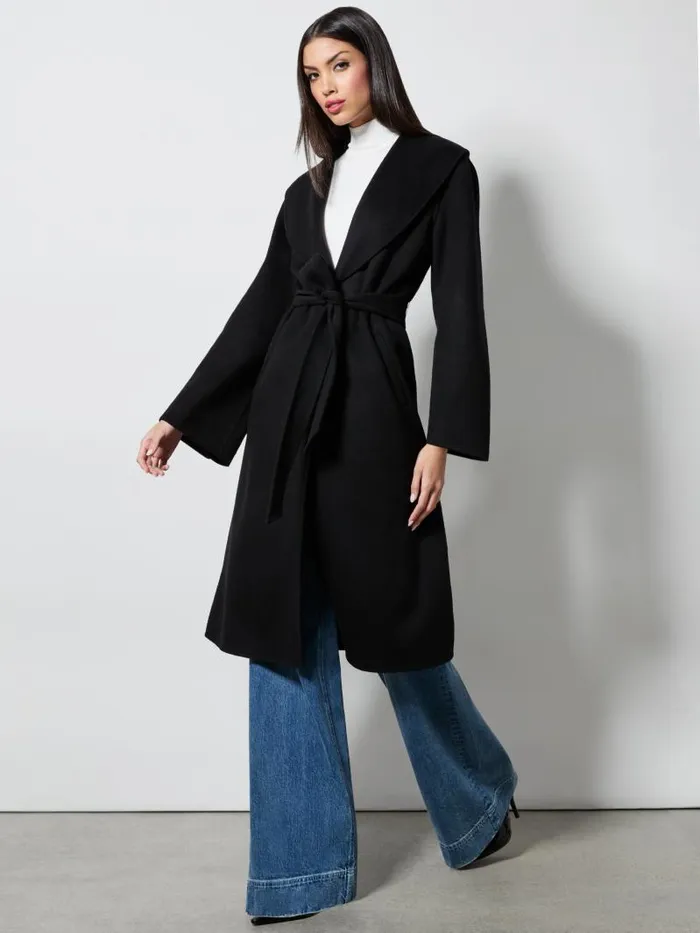 Alice Olivia MARCELENE MIDI COAT Black Women Jackets Coats