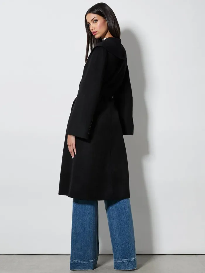 Alice Olivia MARCELENE MIDI COAT Black Women Jackets Coats