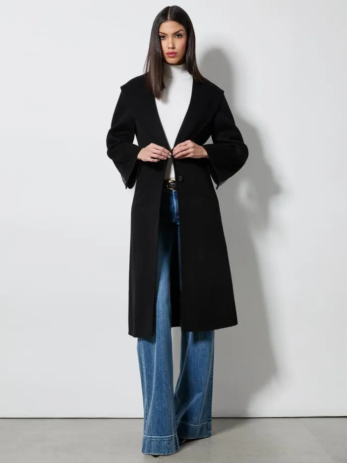 Alice Olivia MARCELENE MIDI COAT Black Women Jackets Coats