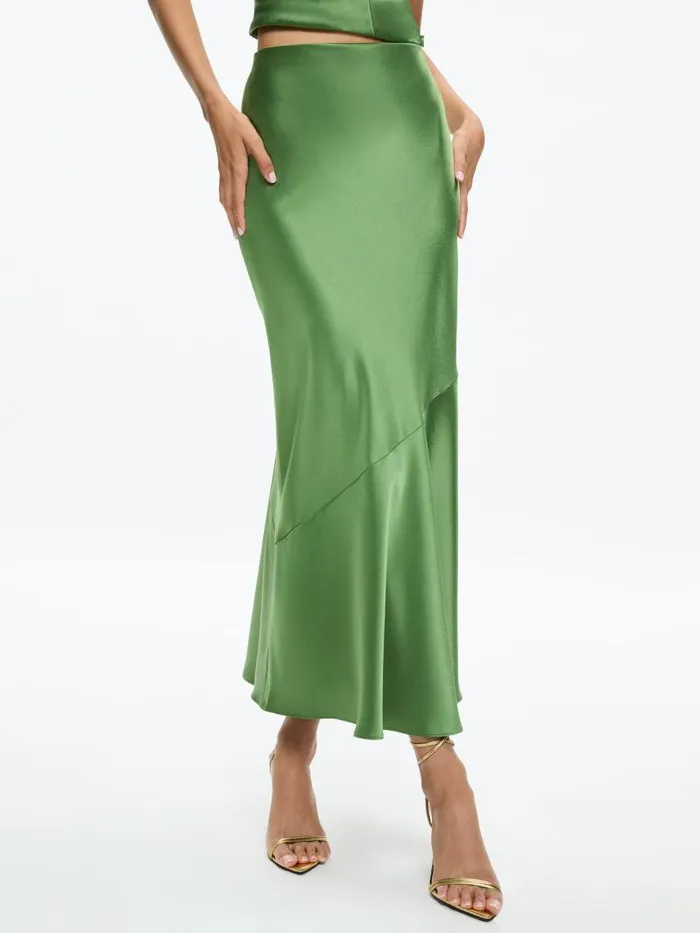 Alice Olivia TERESE ANKLE LENGTH SLIP SKIRT Avocado Women Skirts