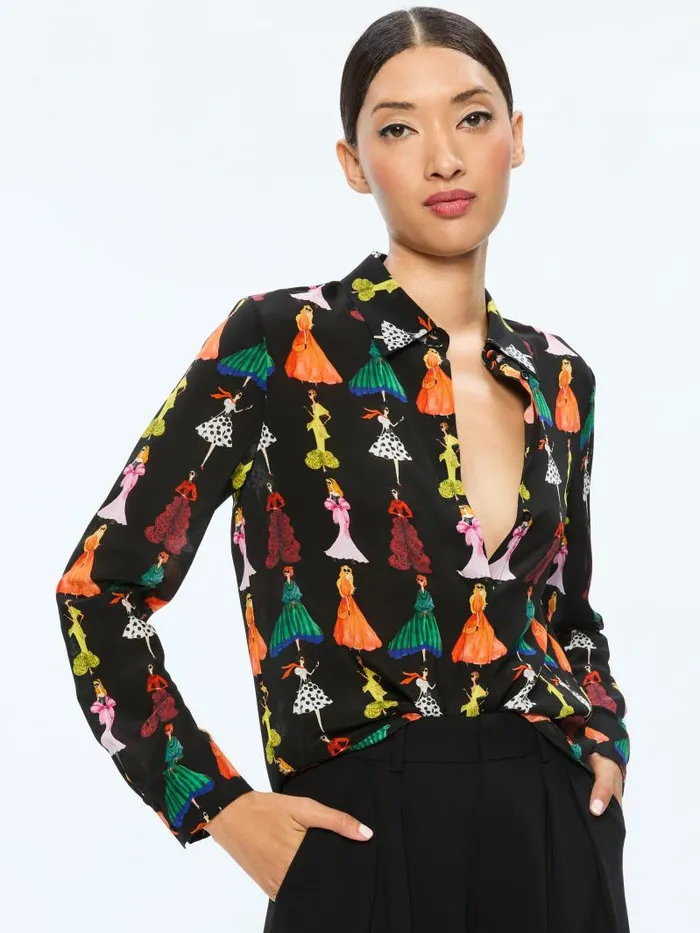 Alice Olivia WILLA STACEFACE PLACKET TOP A Summer Day Women Tops