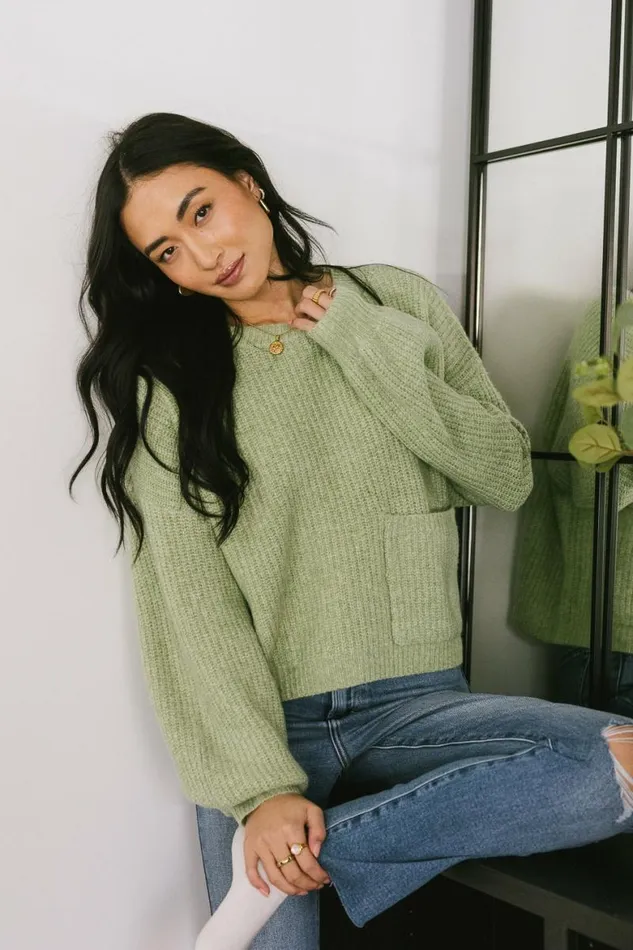 Aliyah Knit Sweater In Green Green Women Bohme Sweaters