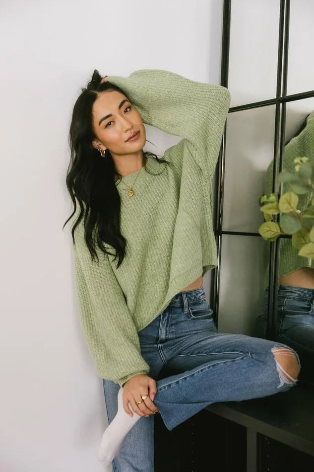 Aliyah Knit Sweater In Green Green Women Bohme Sweaters