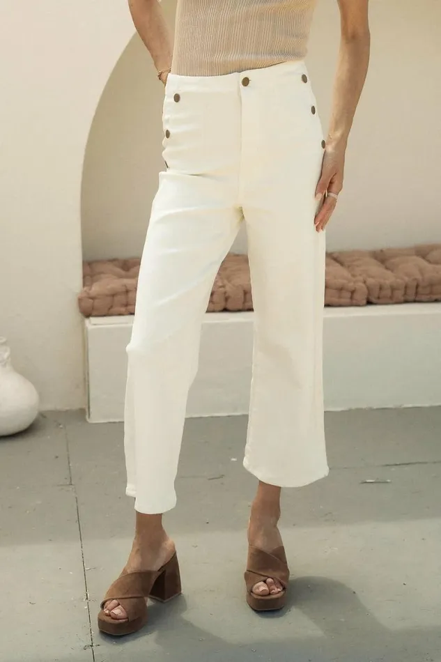 Amiri Wide Leg Pants Cream Women Bohme Pants
