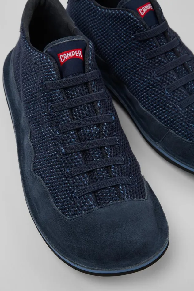 Ankle Boots Men Camper Beetle Blue TENCEL Mesh And Nubuck Ankle Boots