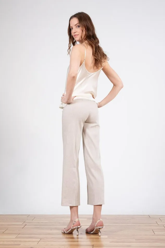 Avenue Montaigne ALEX Linen Oatmeal Women Pants