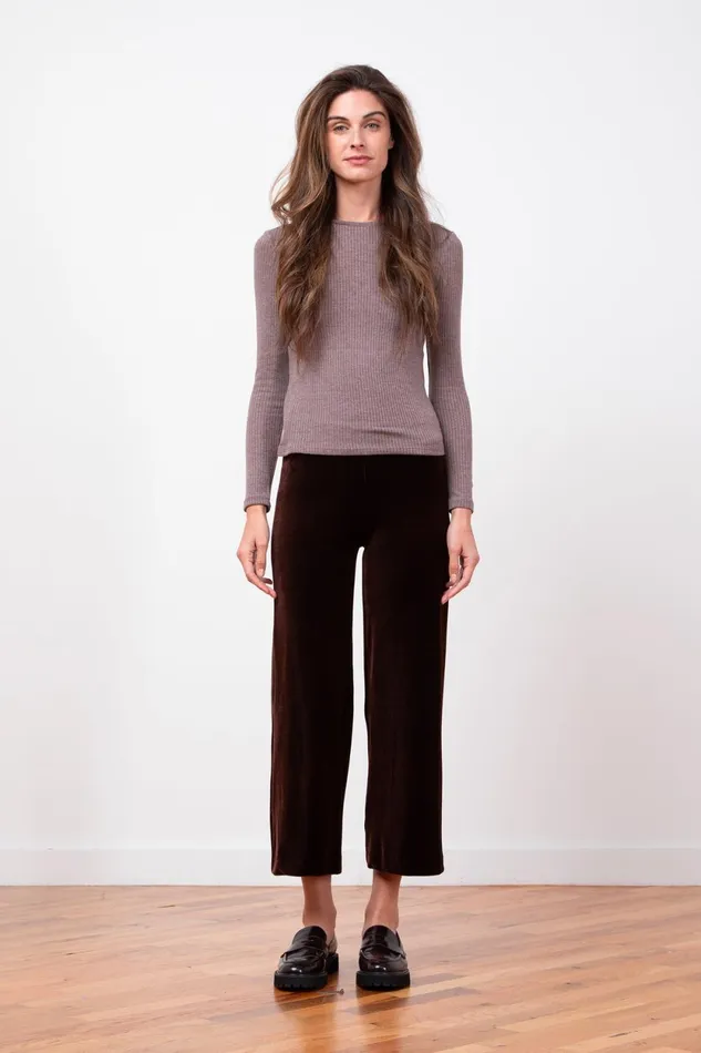 Avenue Montaigne ALEX Velvet Brown Women Pants