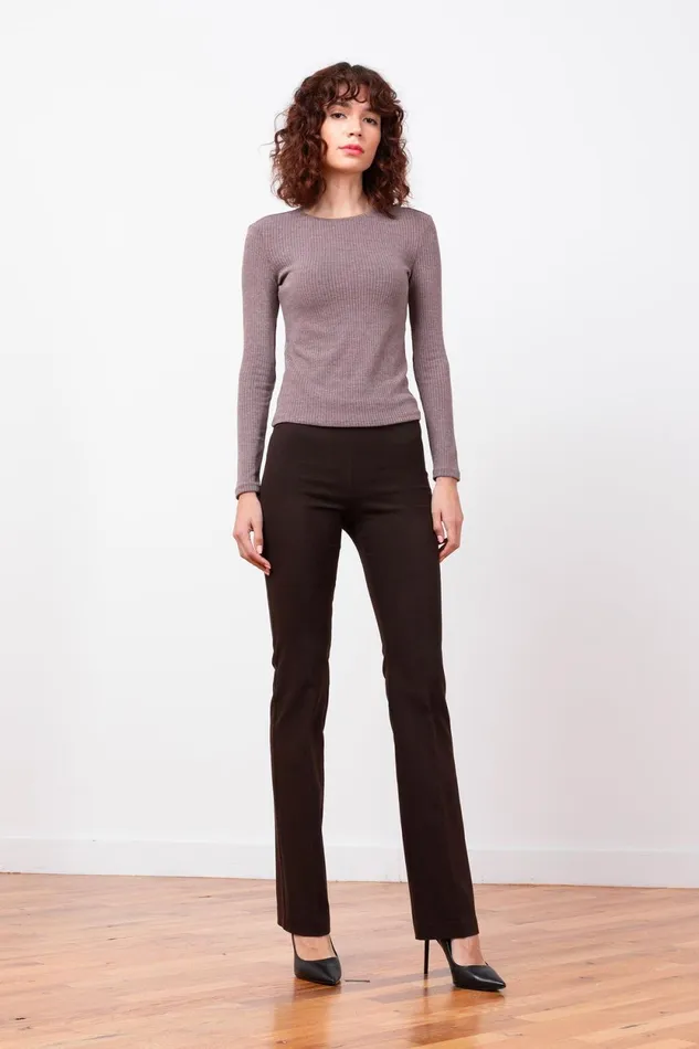 Avenue Montaigne BECCA Flannel Brown Women Pants