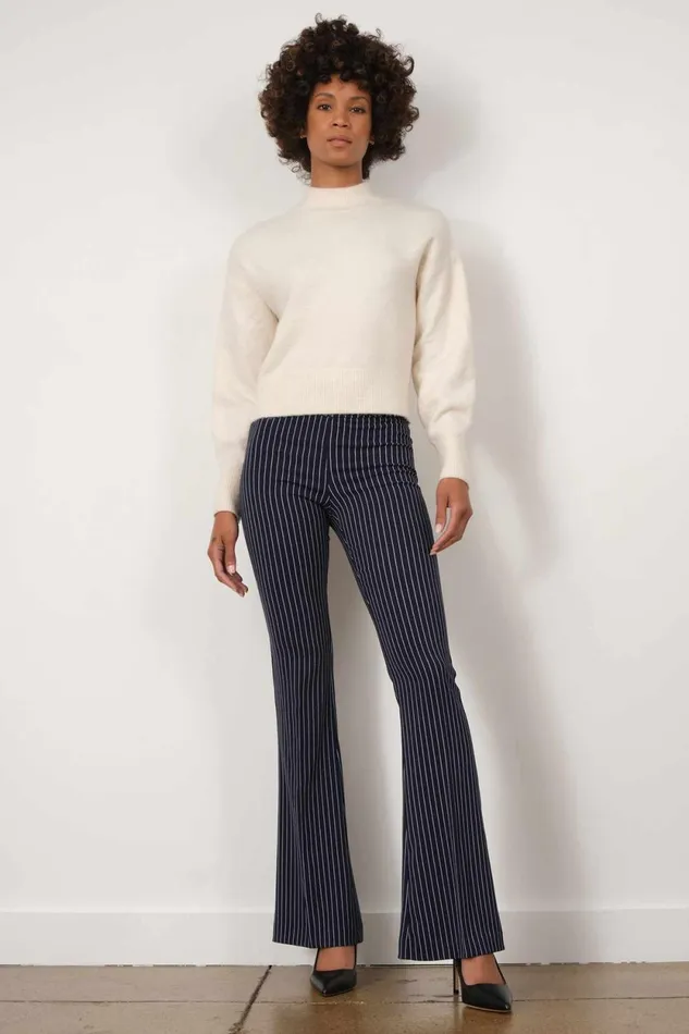 Avenue Montaigne BELLINI Crepe Stripes Navy Women Pants