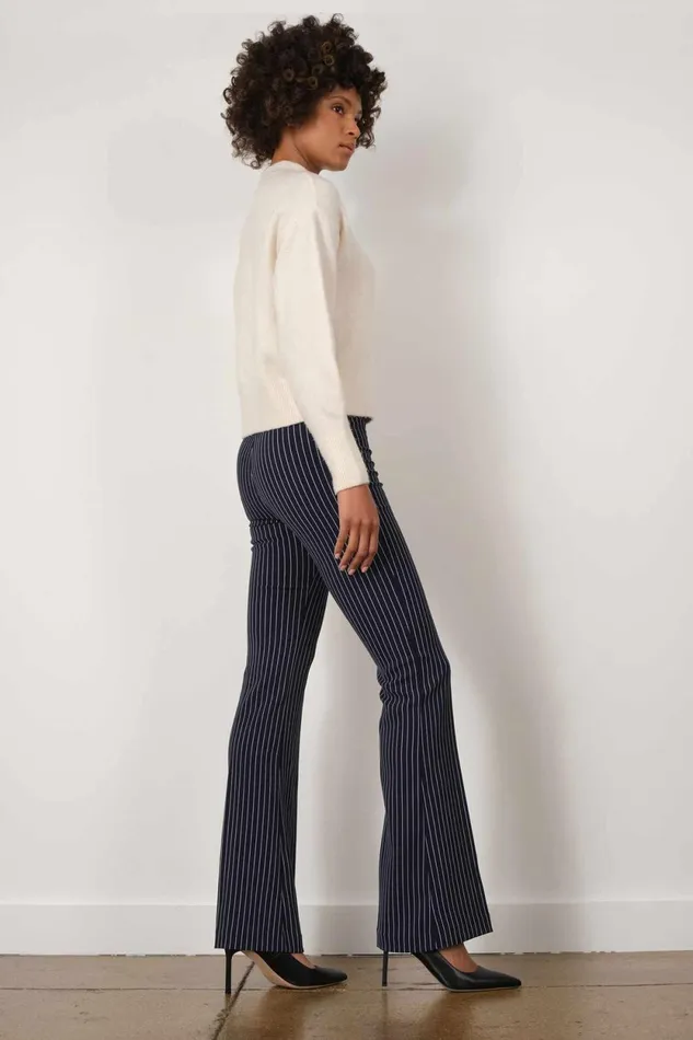 Avenue Montaigne BELLINI Crepe Stripes Navy Women Pants Avenue Montaigne BELLINI Crepe Stripes Navy Women Pants