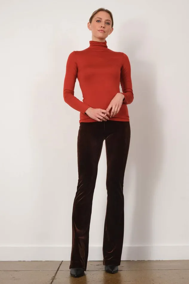 Avenue Montaigne BELLINI Velvet Brown Women Pants