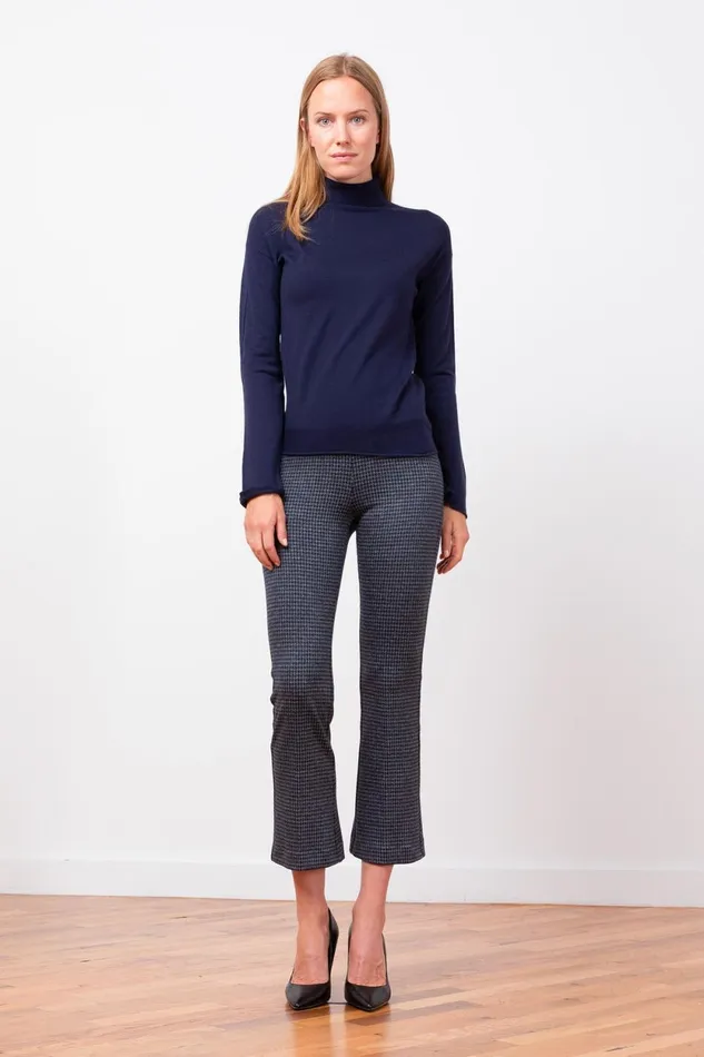 Avenue Montaigne LEO Houndstooth Navy Women Pants