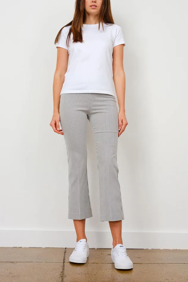 Avenue Montaigne LEO Seersucker Stripes Grey Women Pants