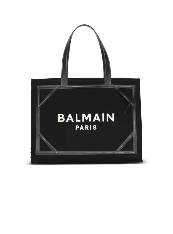 BArmy 42 Monogram Canvas And Leather Tote Bag Black Women Balmain Shoulder Bags