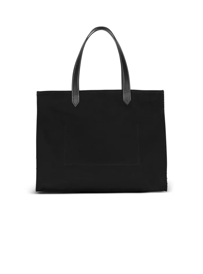 BArmy 42 Monogram Canvas And Leather Tote Bag Black Women Balmain Shoulder Bags
