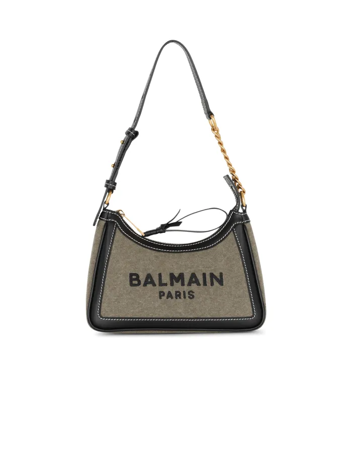 BArmy Canvas Bag With Leather Inserts Khaki Women Balmain Handbags