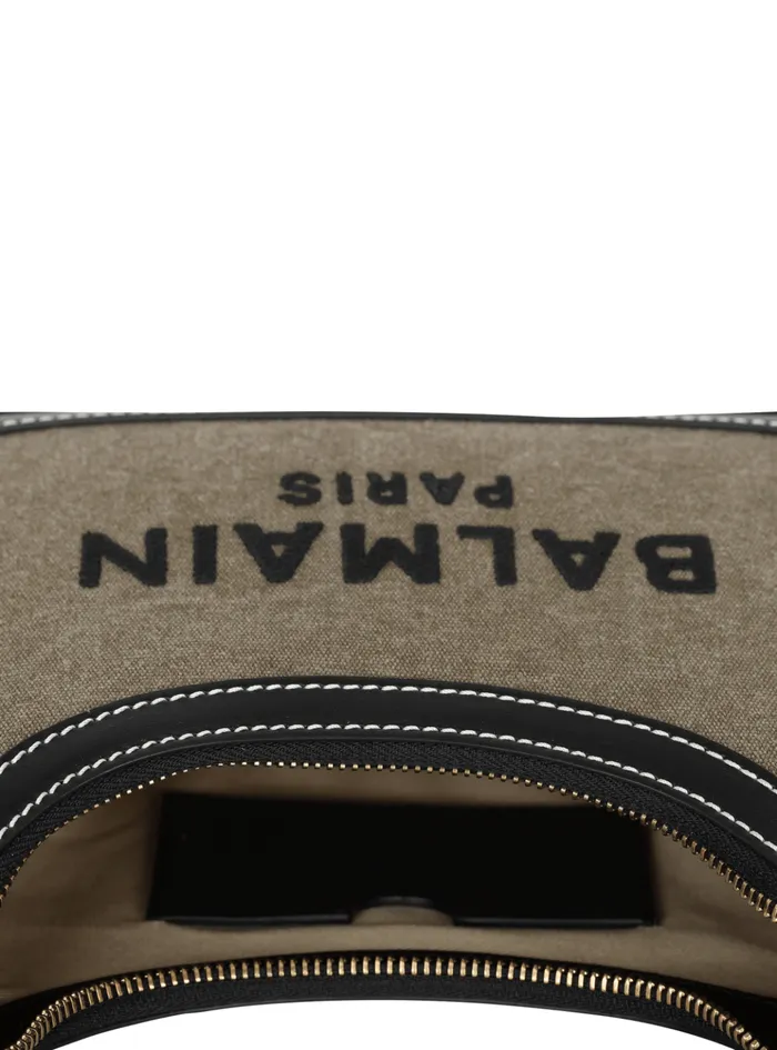 BArmy Canvas Bag With Leather Inserts Khaki Women Balmain Handbags