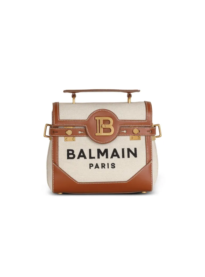BBuzz 23 Bag In Canvas And Leather Beige Women Balmain Handbags