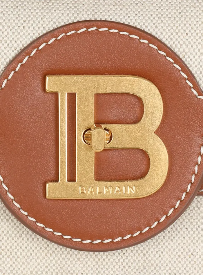 BBuzz 23 Bag In Canvas And Leather Beige Women Balmain Handbags