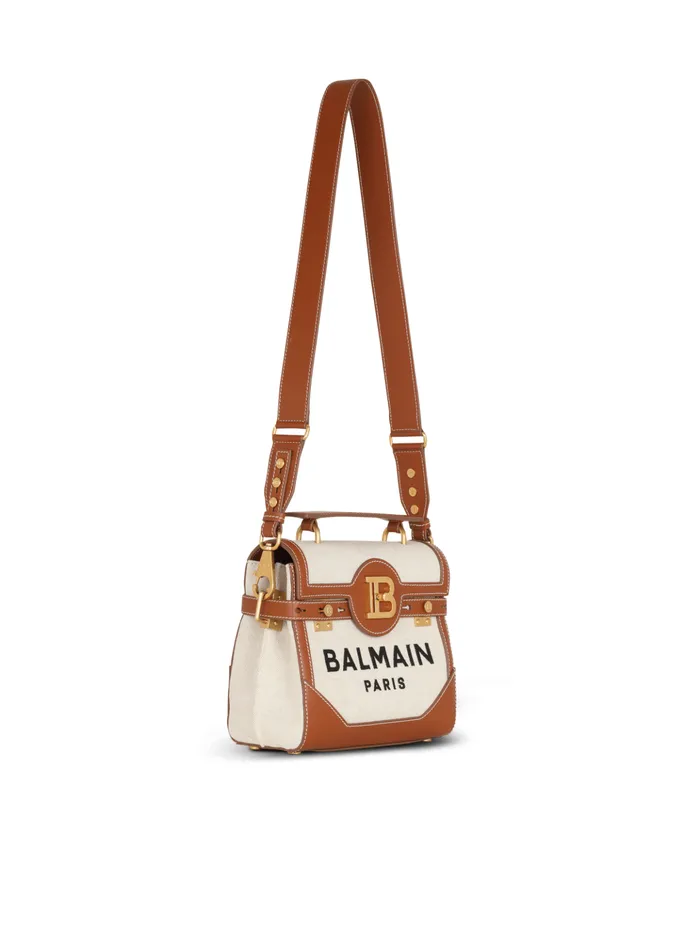 BBuzz 23 Bag In Canvas And Leather Beige Women Balmain Handbags
