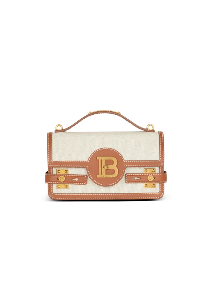 BBuzz 24 Canvas And Leather Bag Beige Women Balmain Handbags