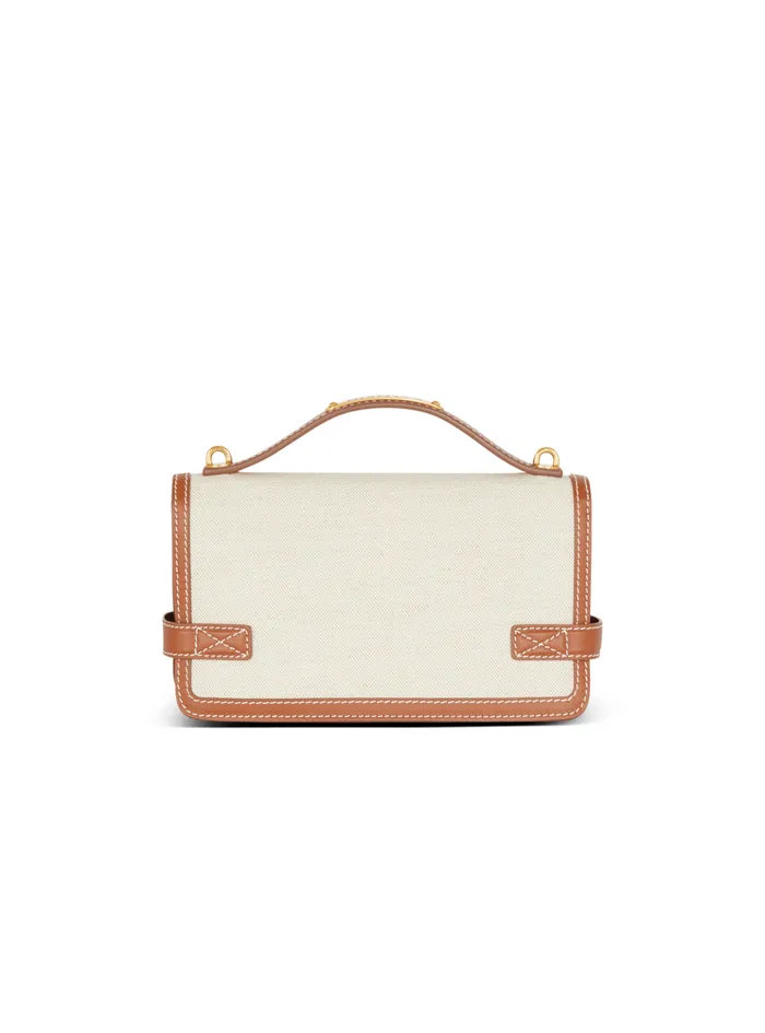 BBuzz 24 Canvas And Leather Bag Beige Women Balmain Handbags