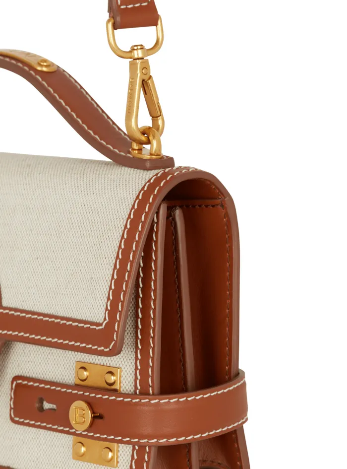 BBuzz 24 Canvas And Leather Bag Beige Women Balmain Handbags