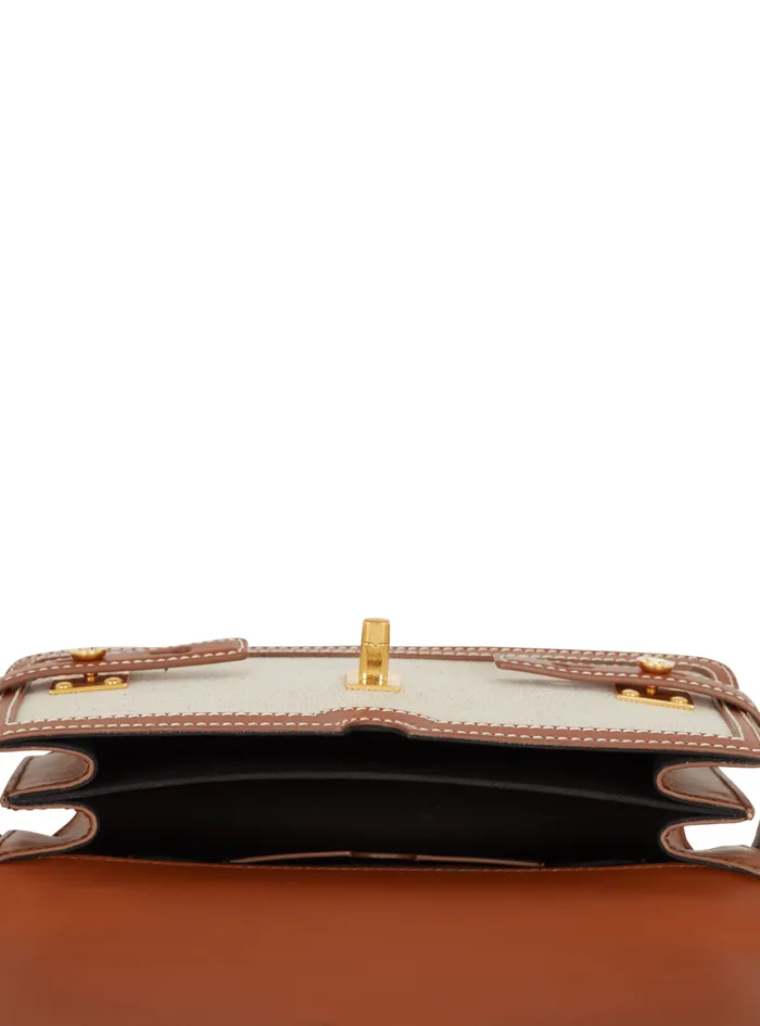 BBuzz 24 Canvas And Leather Bag Beige Women Balmain Handbags