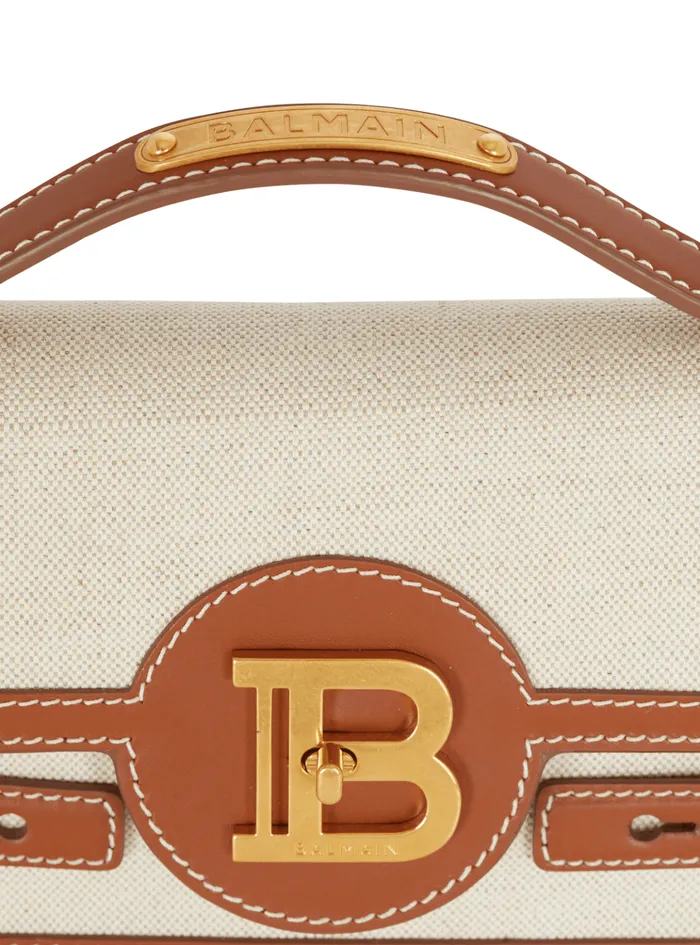BBuzz 24 Canvas And Leather Bag Beige Women Balmain Handbags