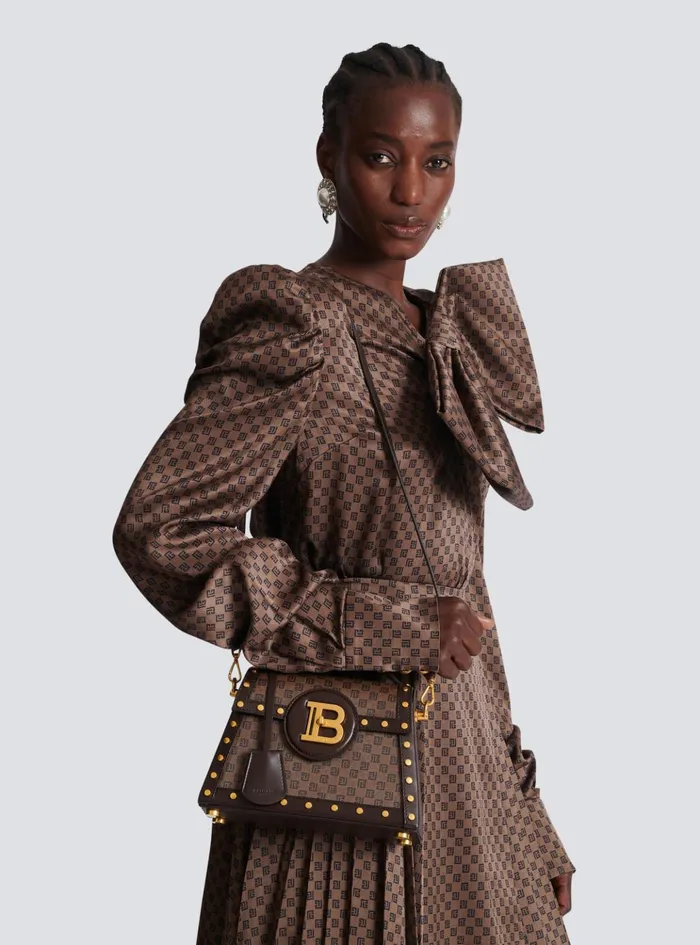 BBuzz Dynasty Bag In Mini Monogram Canvas Brown Women Balmain Handbags