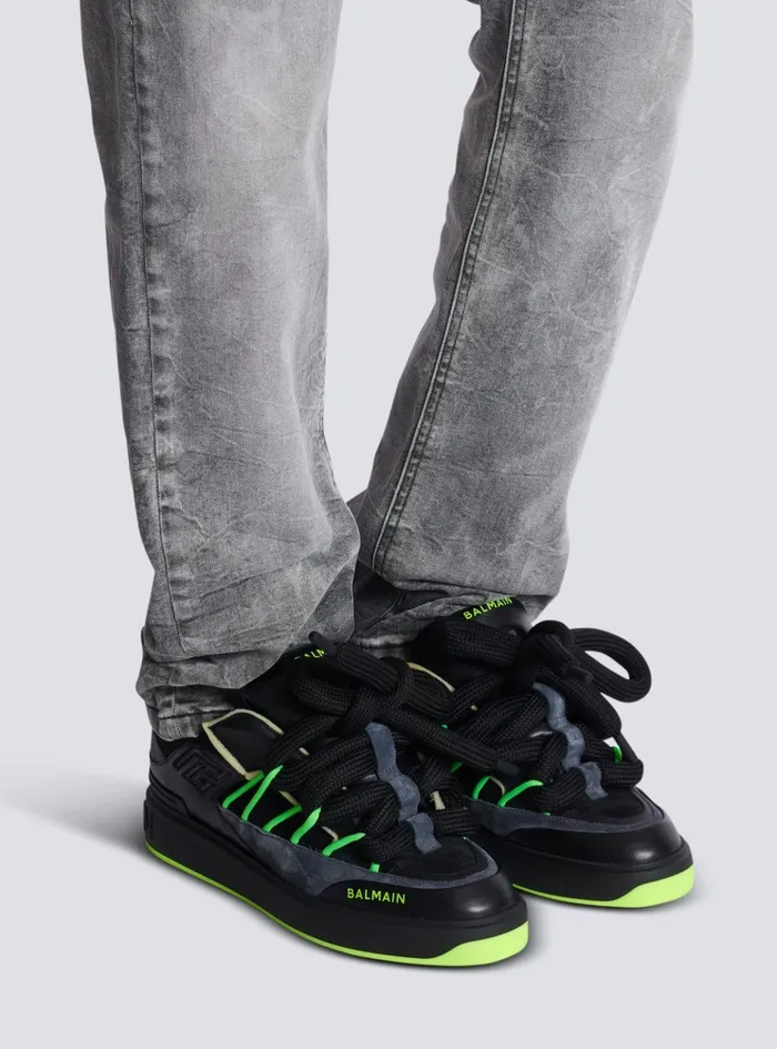BCourt Puffy Skate Sneakers In Calfskin And Suede Black Men Balmain Sneakers
