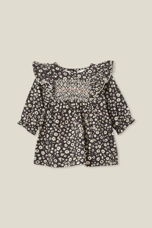 Baby Dresses and Skirts Cotton On Charlotte Long Sleeve Frill Dress Phantomcara Floral