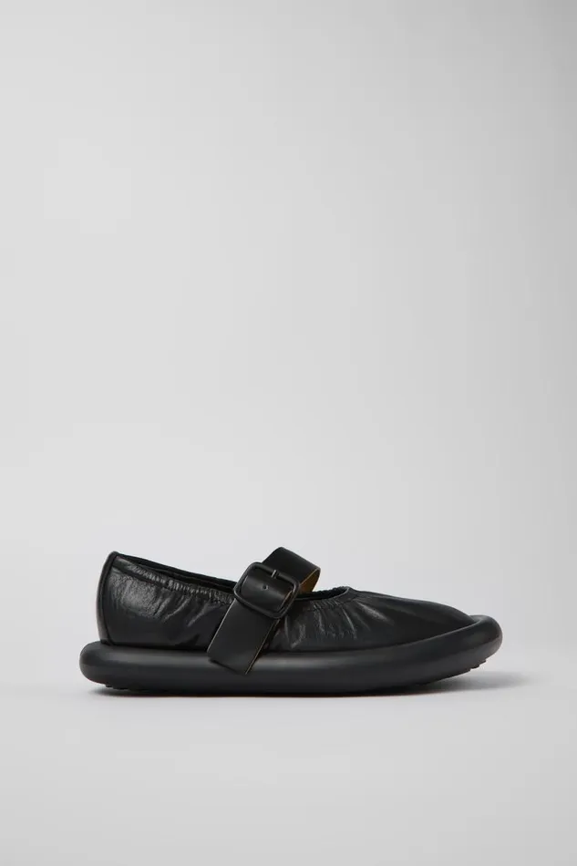 Ballerinas Women Camper Aqua Black Leather Ballerina