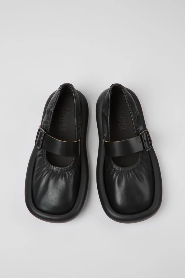 Ballerinas Women Camper Aqua Black Leather Ballerina