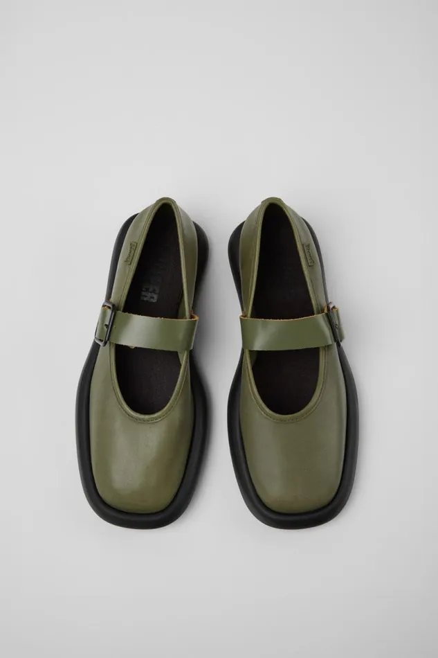 Ballerinas Women Camper Onda Green Leather Shoe