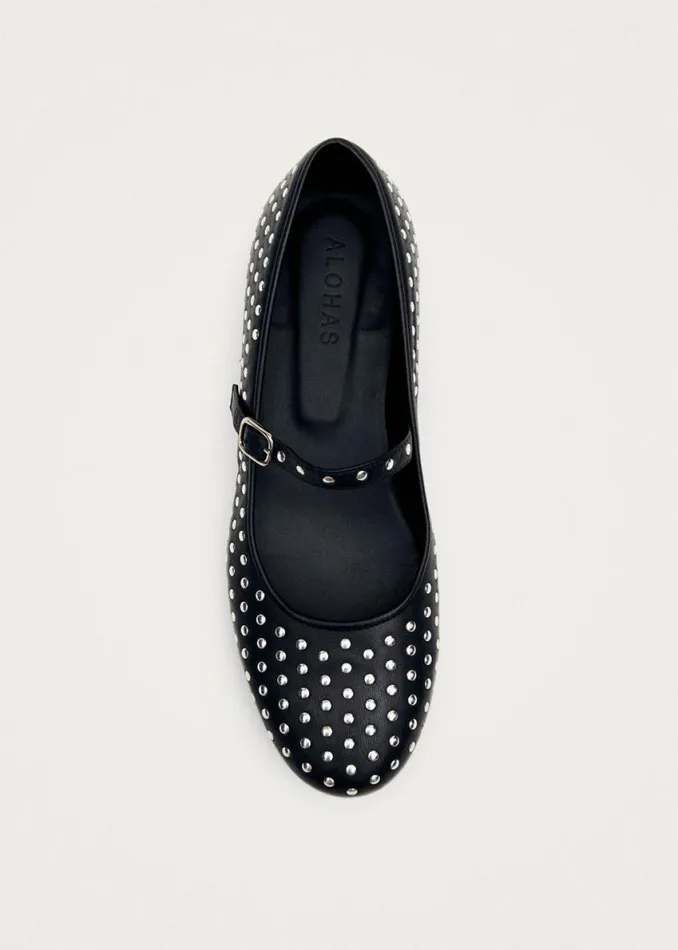 Ballet Flats Women ALOHAS Lucien Black Leather Ballet Flats