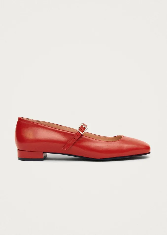 Ballet Flats Women ALOHAS Por Do Sol Red Leather Ballet Flats