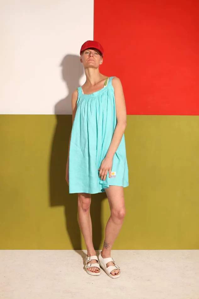 Basic Linen Romper Aqua WomensShop LF Markey One Pieces