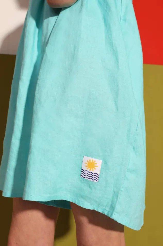 Basic Linen Romper Aqua WomensShop LF Markey One Pieces