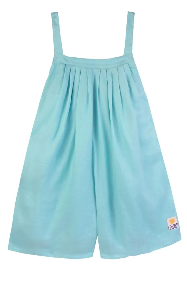 Basic Linen Romper Aqua WomensShop LF Markey One Pieces