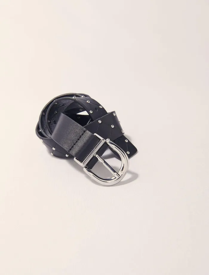 Belts Women Maje Quilted Leather Belt Black