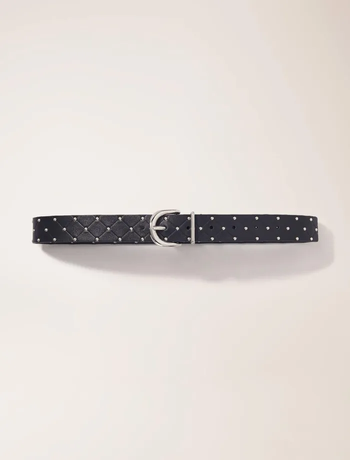 Belts Women Maje Quilted Leather Belt Black