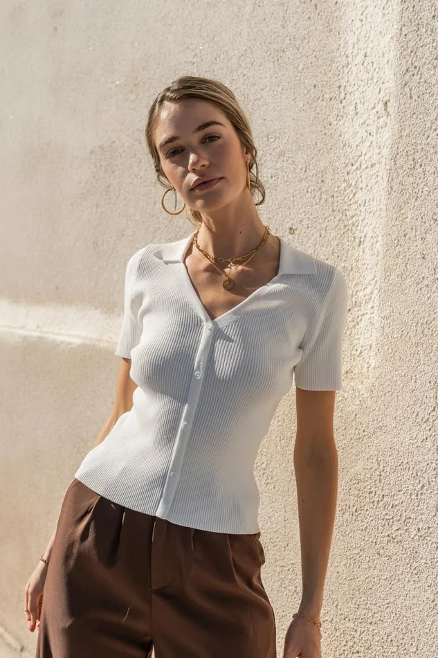 Bexley Ribbed Top In White 8211 FINAL SALE White Women Bohme Tops